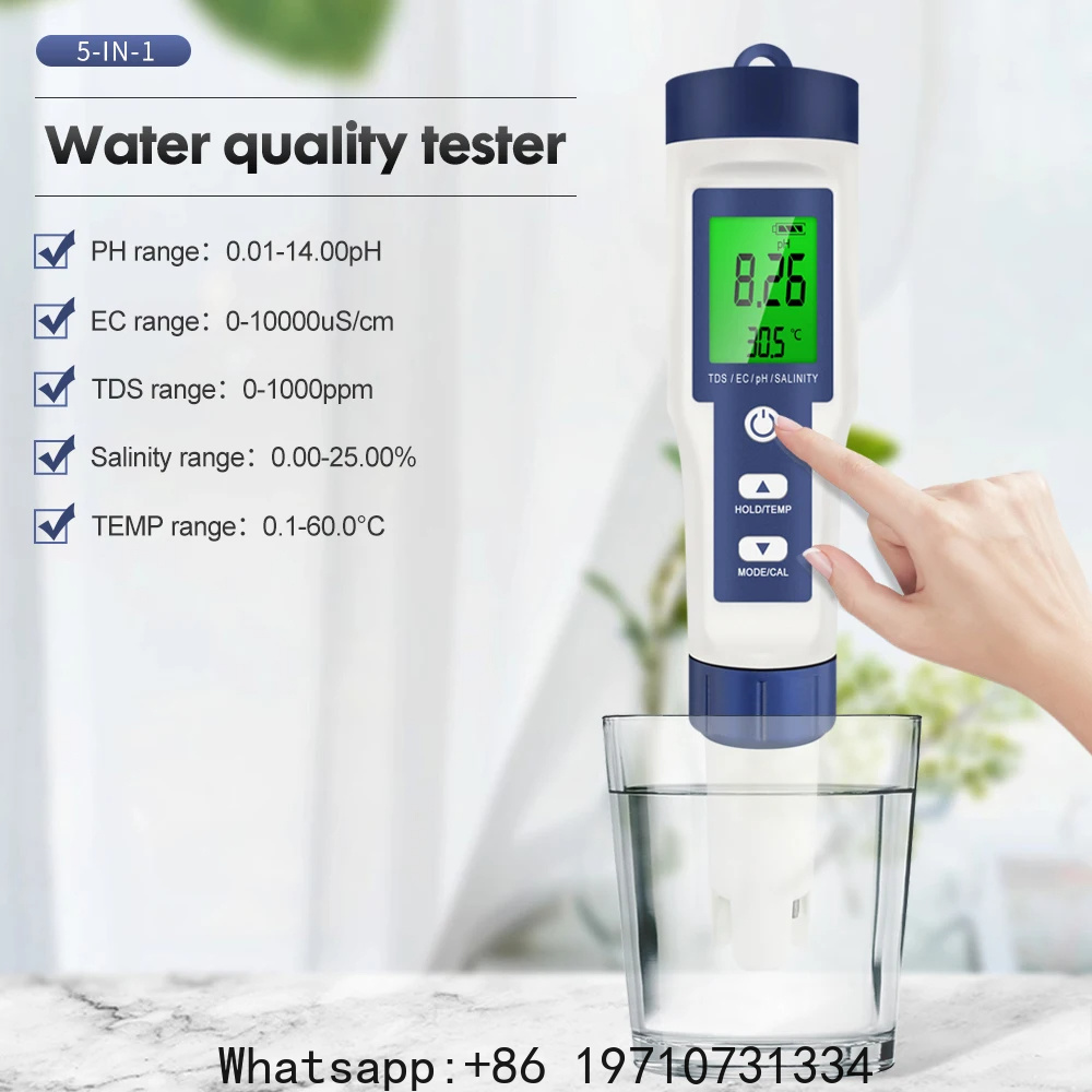 Water Testing Kit - 5-in-1 digitale PH-meter TDS EC zoutgehalte