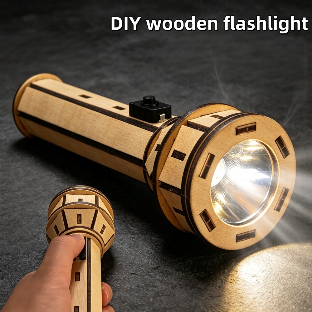 Houten DIY-zaklamp puzzelset S - Science Project Physics recensie en prijs